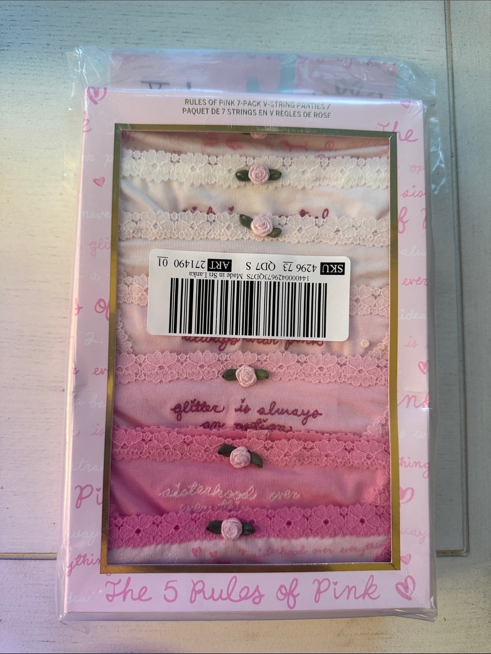 LoveShackFancy VS PINK panties 7 rules of pink v string g string thong panty